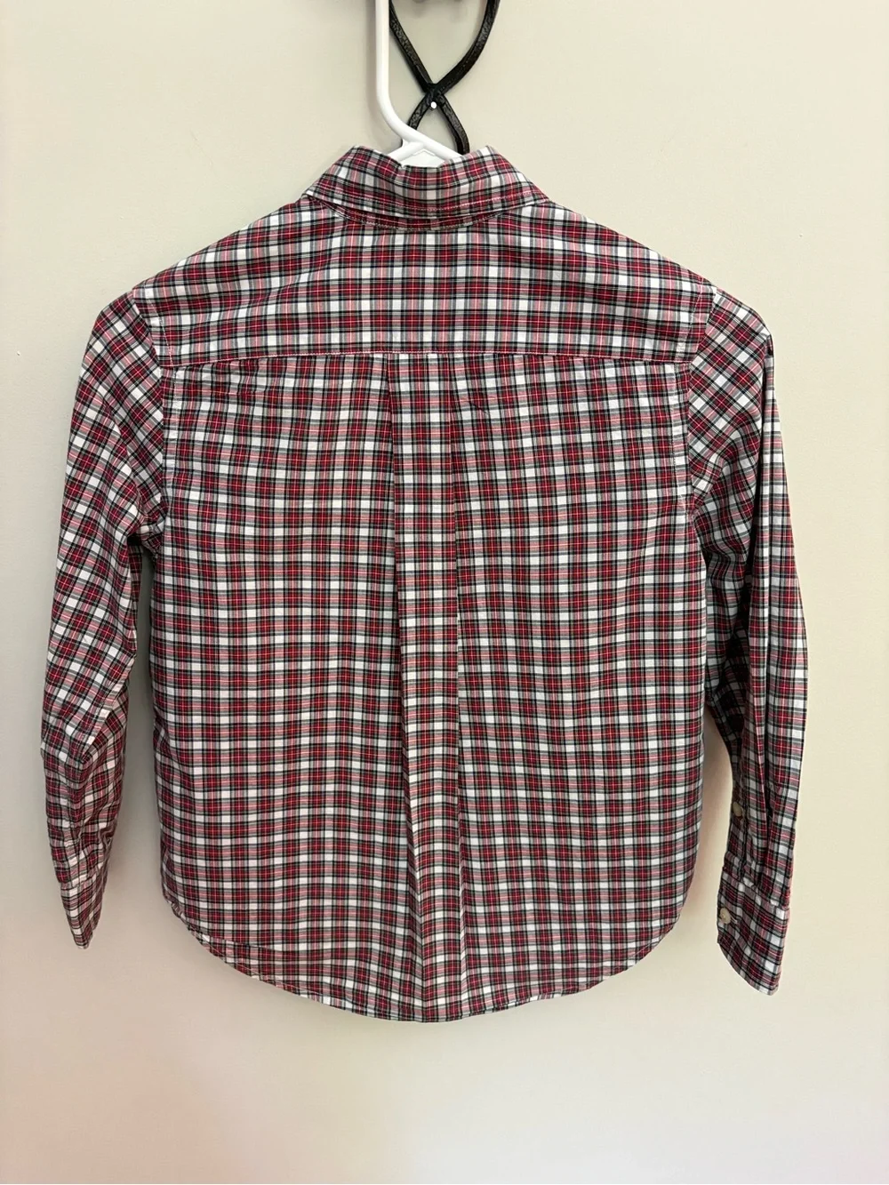 Ralph Lauren Boys S 8 Plaid Button Down Shirt Red White Dress VTG 100% cotton